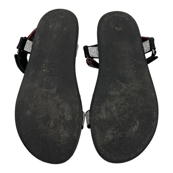 Staud Betty Rhinestone Black Leather Sporty Outdoor Sandals Womens 40 - Picture 12 of 14